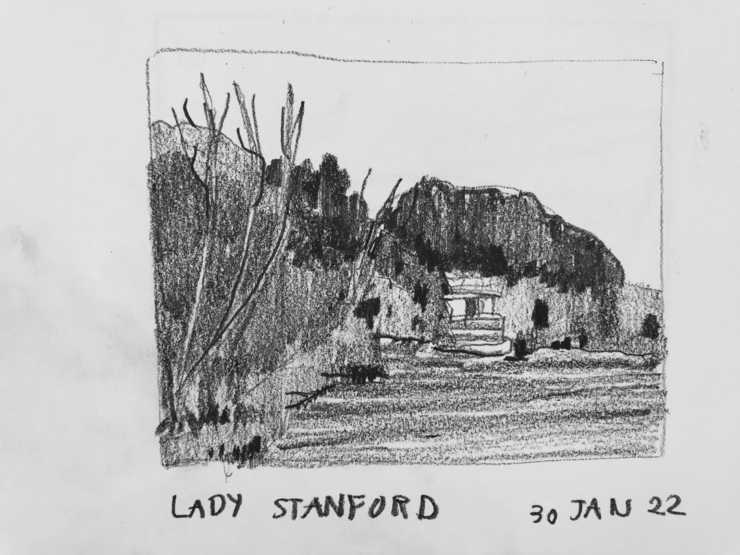 Tracy Algar - Sketchbook value sketch of the Lady Stanford on the Kleinrivier, Stanford