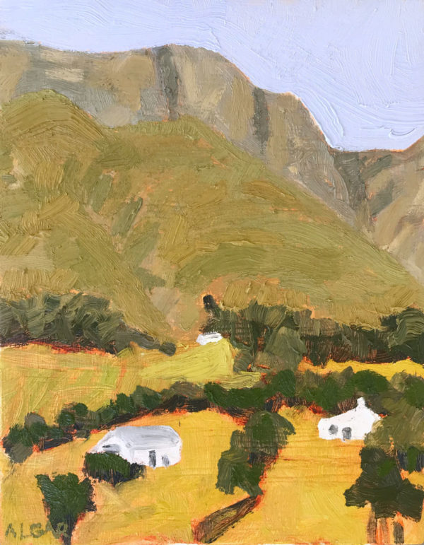 © Tracy Algar, View from the Birkenhead #2. Oil on cradled plywood, 20 x 16 cm.