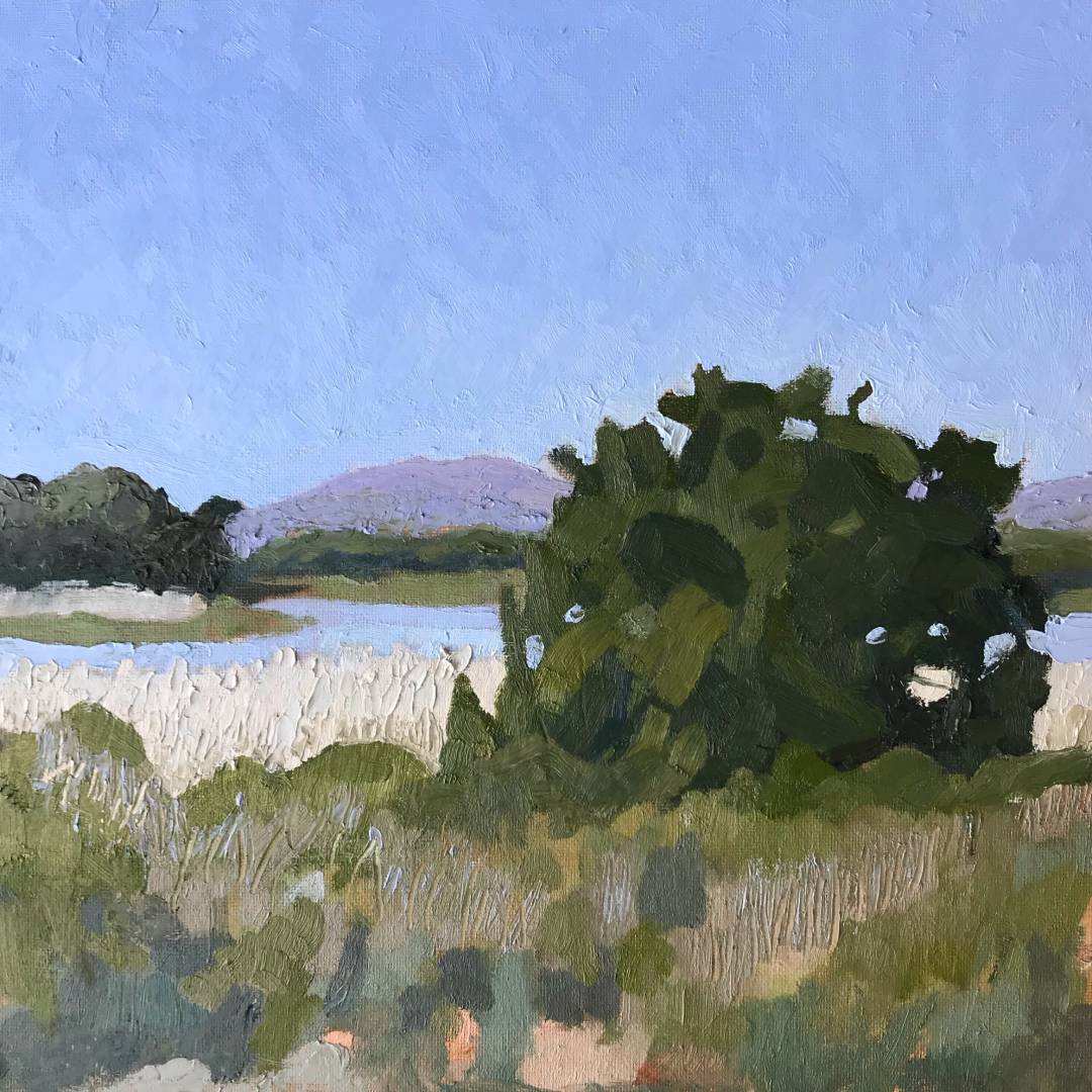 © Tracy Algar, View from Annie's Stoep. Oil on canvas board, 30x30cm.