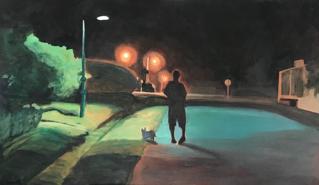 Night Walk, Stanford - oil painting by South African artist Tracy Algar