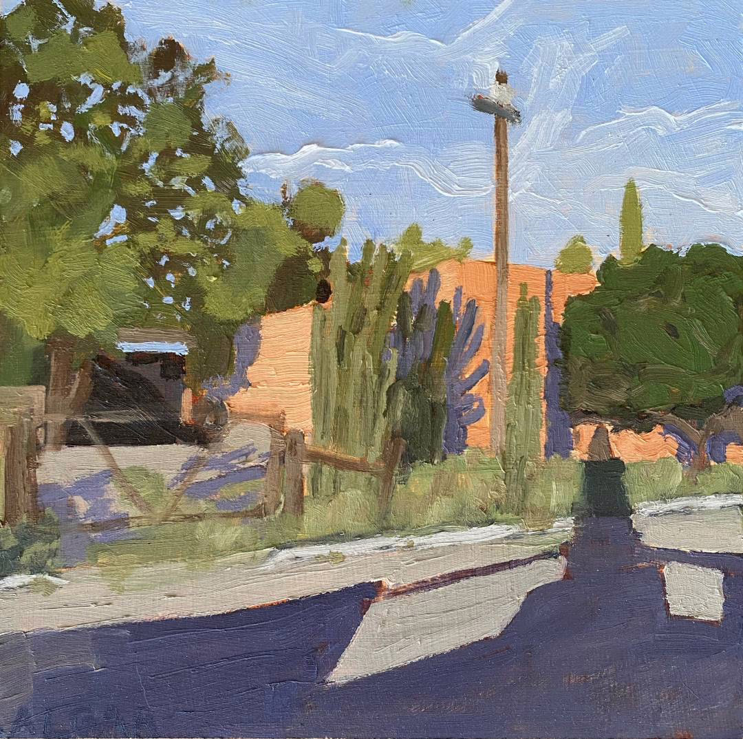 GR & SK from Hope Street Tracy Algar South African Oil painting of Graaff-Reinet and Spandau Kop from Hope Street, South Africa, by Tracy Algar.