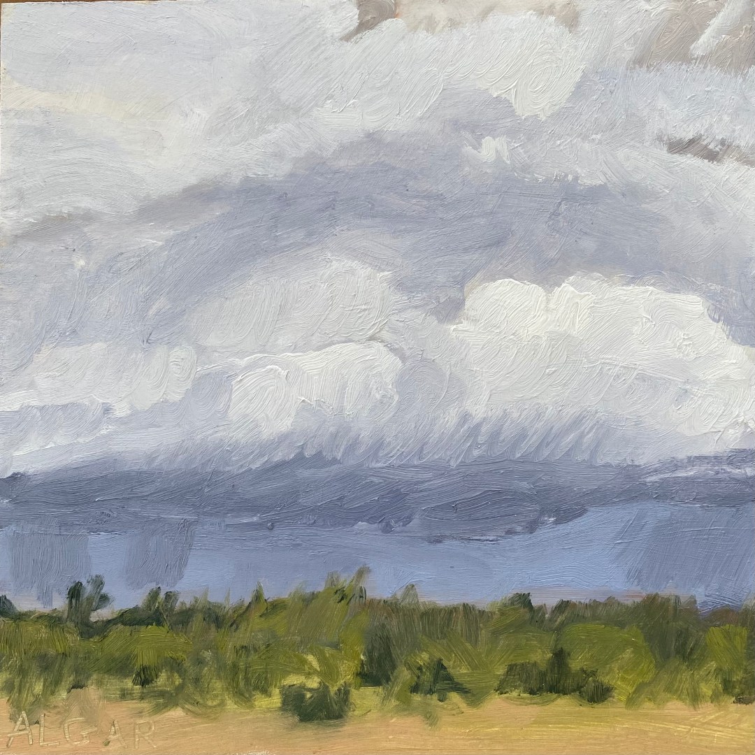 Secret Storm no 2 © Tracy Algar - Secret Storm no2 - oil painting on board - Karoo landscape - Karoo Secret - Secret House