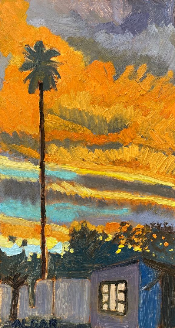 © Tracy Algar - Autumn Sunset, Aberdeen - original oil painting of an urban Karoo landscape